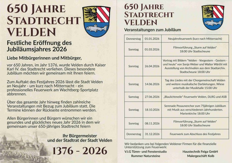 650 Jahre Stadtrecht Velden Flyer